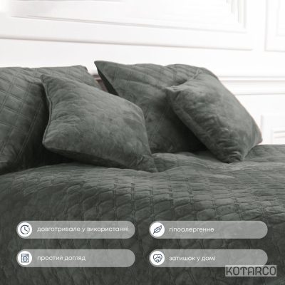 Покривало Велюрове м'яке Сіре максі ромб/круглий — фото 7