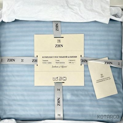 Комплект постільної білизни ZHN Страйп-сатин Ніжно блакитний — фото 7