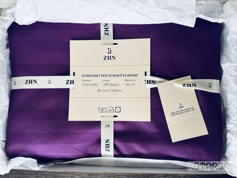 Комплект постільної білизни ZHN Страйп-сатин Фіолетовий — фото 7