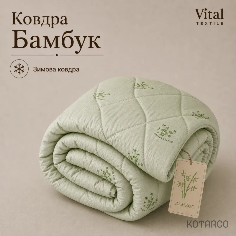 Ковдра зимова Бамбук Vital Textile Півтораспальний розмір 150х210 см — фото 2