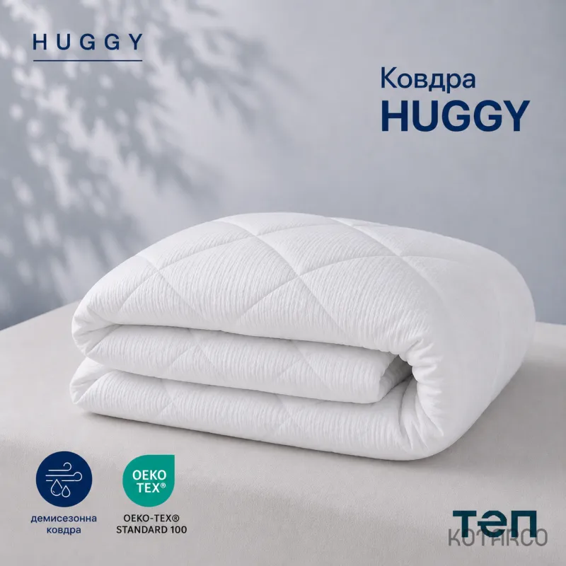 Ковдра демісезонна Huggy з ультратонким пуховим наповнювачем Півтораспальний розмір 150х210 см — фото 2
