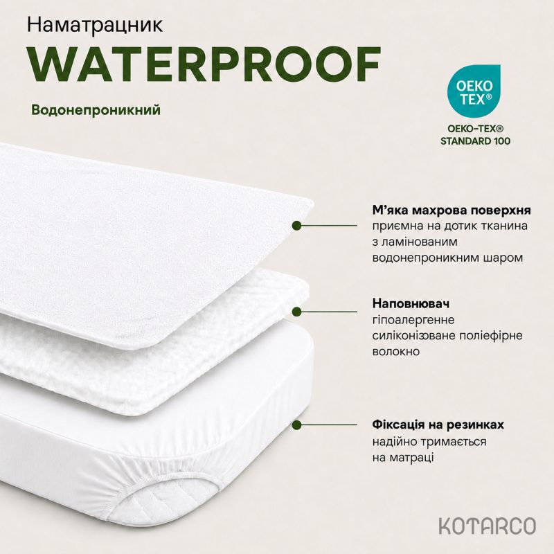 Наматрацник чохол водонепроникний "WATERPROOF" Бамбук — фото 4