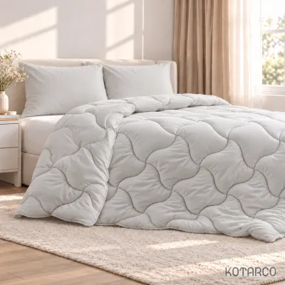 Ковдра зимова Велюрова Double Air 350 г/м² Світло-сіра