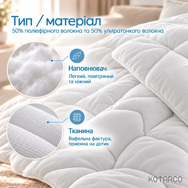 Ковдра зимова Huggy Штучний пух вафельна текстура 350 г/м² — фото 2