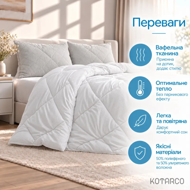 Ковдра зимова Huggy Штучний пух вафельна текстура 350 г/м² — фото 4
