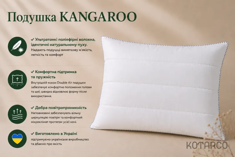 Подушка інноваційна з «дихаючим» наповнювачем KANGAROO 50х70 — фото 6