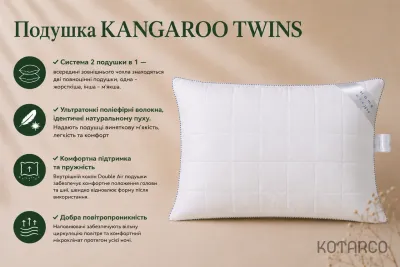 Подушка ортопедична та інноваційна з «дихаючим» наповнювачем KANGAROO TWINS