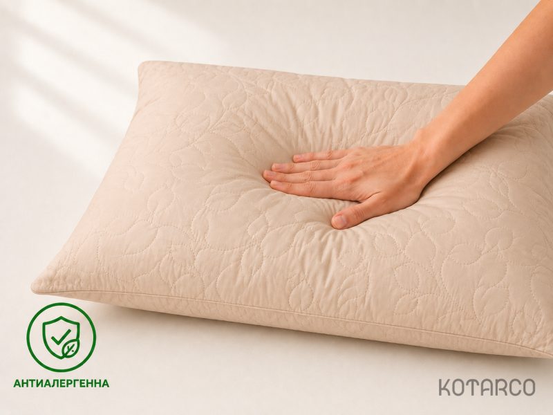 Подушка антиалергійна зі зйомним чохлом Персикова — фото 3
