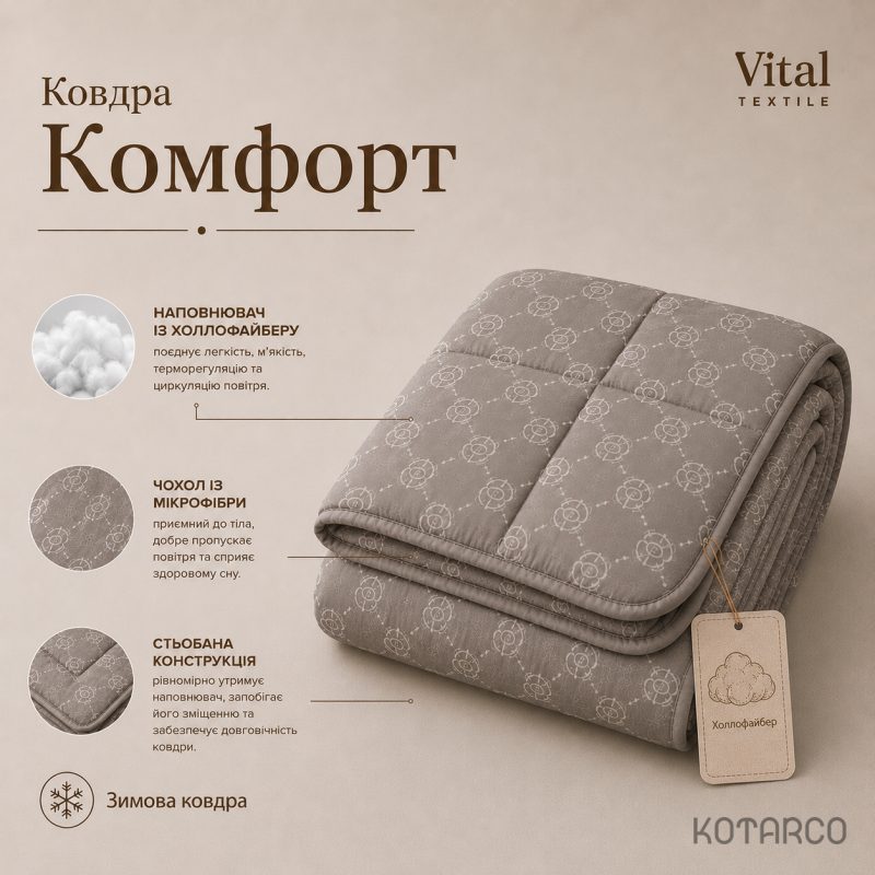 Ковдра зимова Комфорт Холлофайбер Vital Textile — фото 7