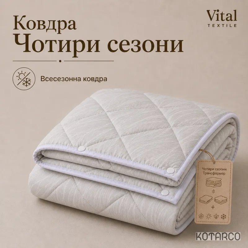 Ковдра всесезонна Чотири сезони Трансформер Vital Textile Півтораспальний розмір 150х210 см — фото 2
