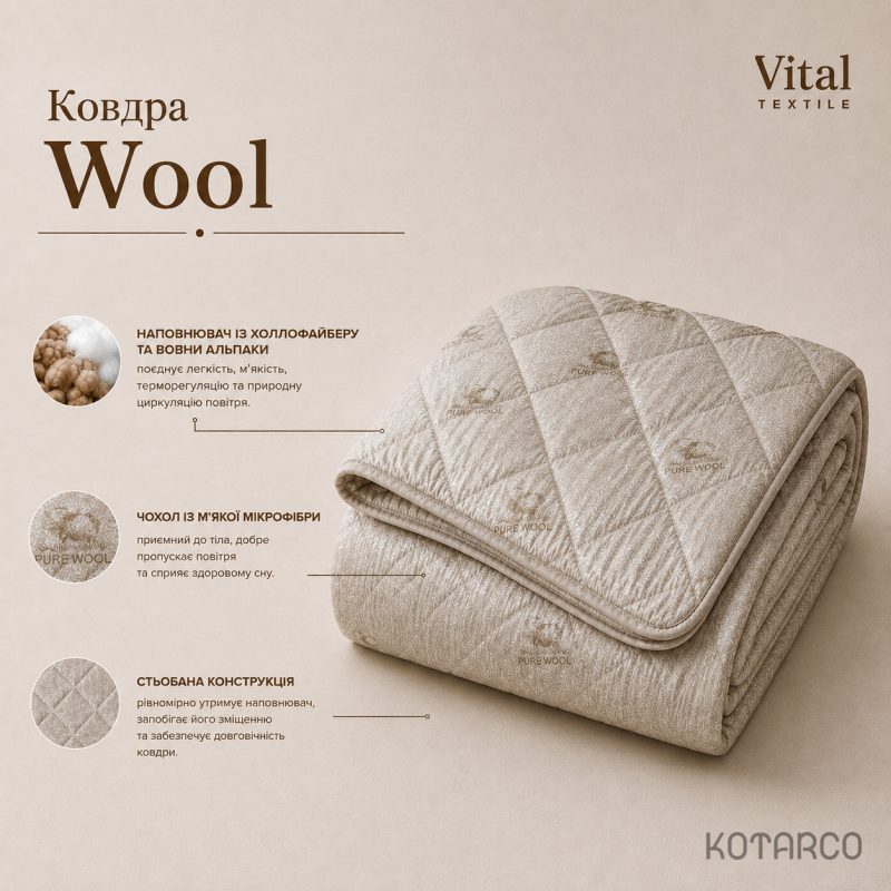 Ковдра зимова Wool Vital Textile — фото 7