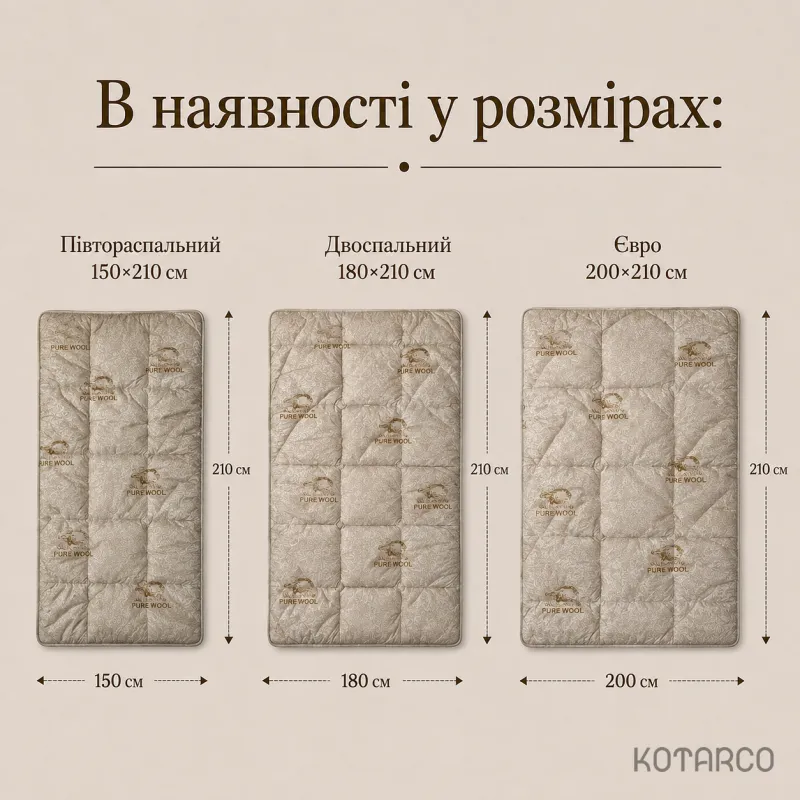 Ковдра зимова Wool Vital Textile Півтораспальний розмір 150х210 см — фото 9