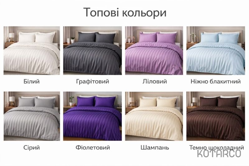 Комплект постільної білизни ZHN Страйп-сатин Сірий — фото 10
