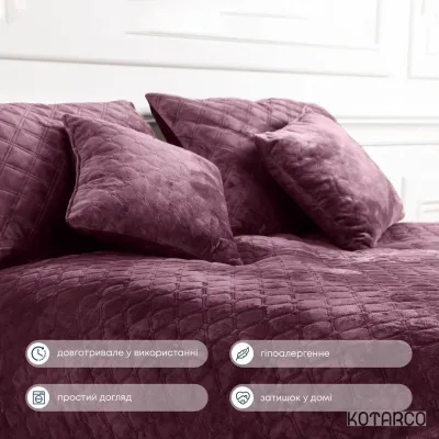Покривало Велюрове м'яке Бордове Полуторний розмір 150х210 см ромб/круглий — фото 7