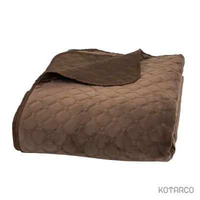 Покривало Велюрове м'яке Коричневе Полуторний розмір 150х210 см ромб/круглий — фото 9